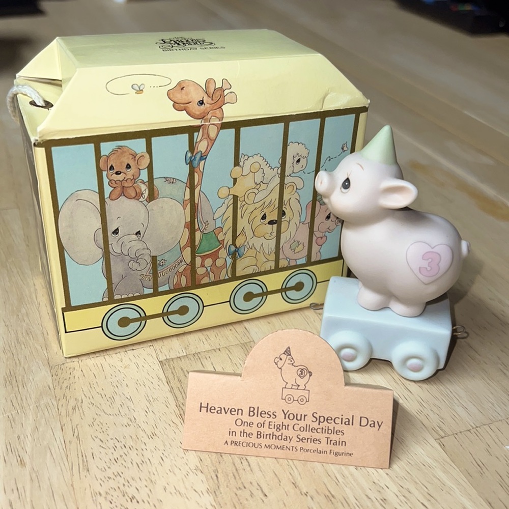 Precious Moments #3 Birthday Train Figurine. “Heaven Bless Your Special Day”